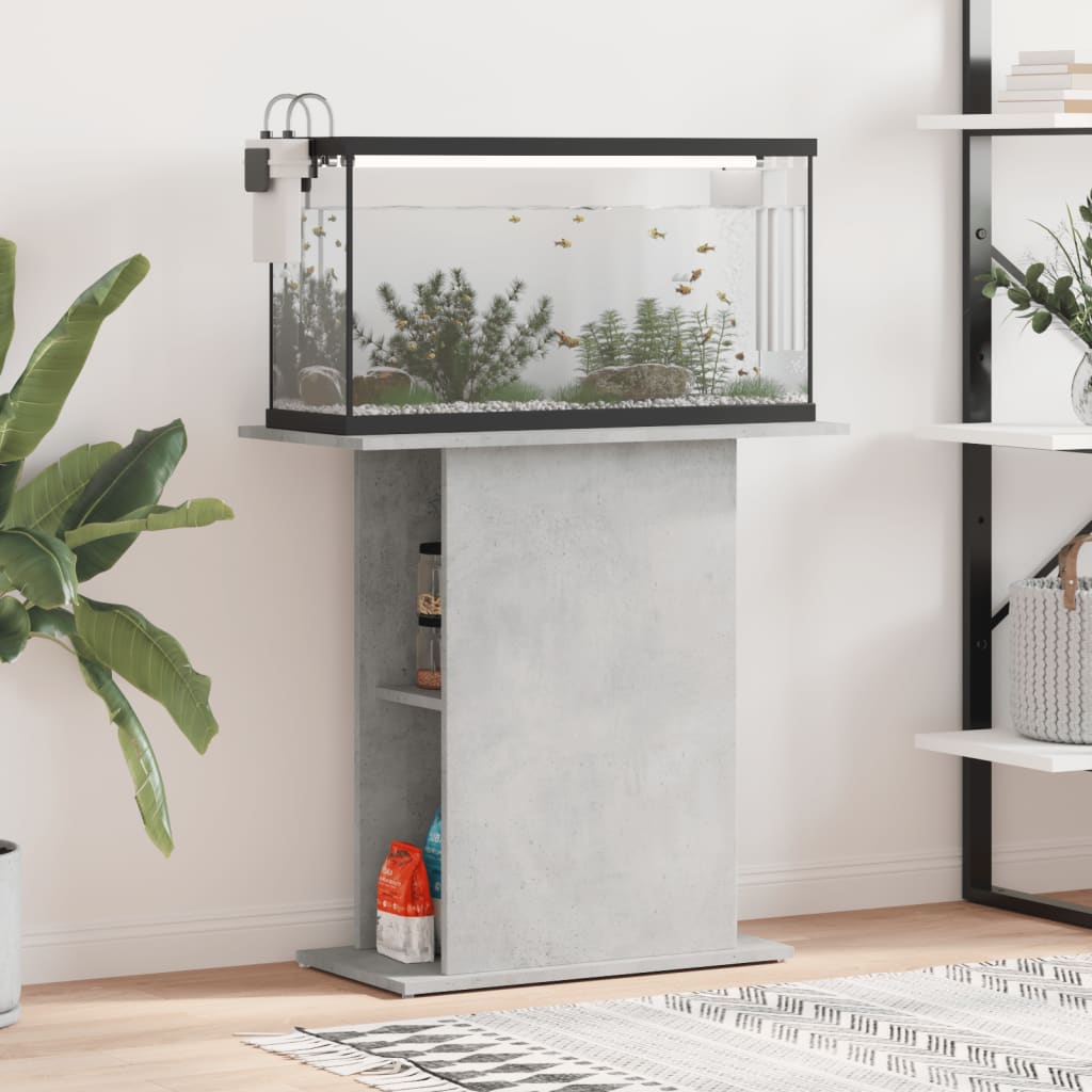 Aquarium Stand 60,5x36x72,5 cm Engineered Wood Concrete grey 75 cm