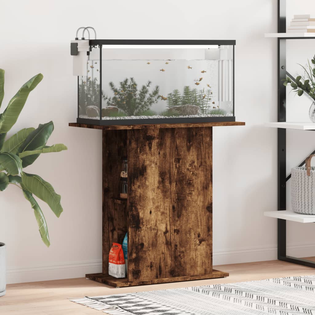 Aquarium Stand 60,5x36x72,5 cm Engineered Wood Smoked oak 75 cm