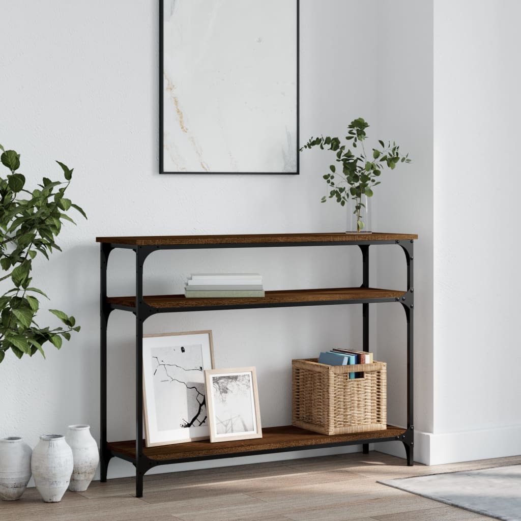 Console Table 75x29x75 cm Engineered Wood Brown oak