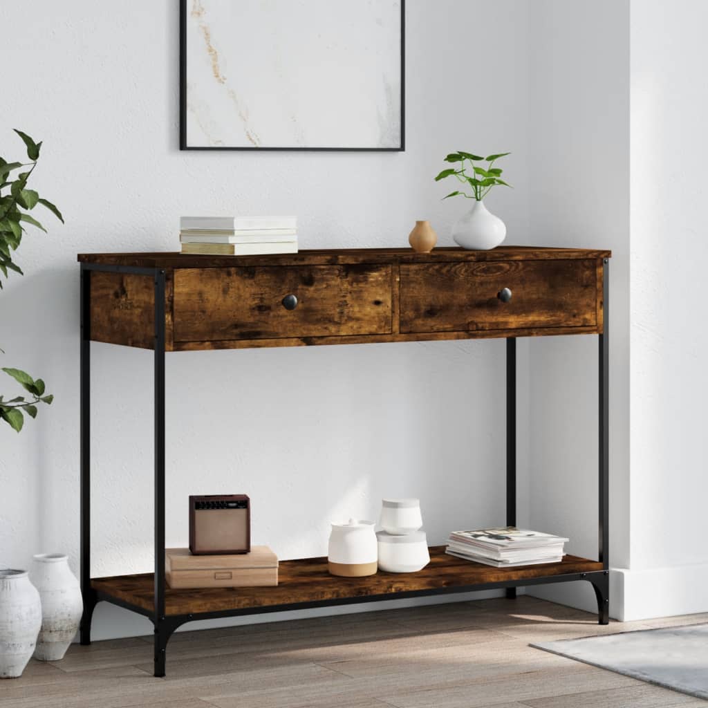 Console Table 100x34,5x75 cm Engineered Wood Smoked oak 100 cm