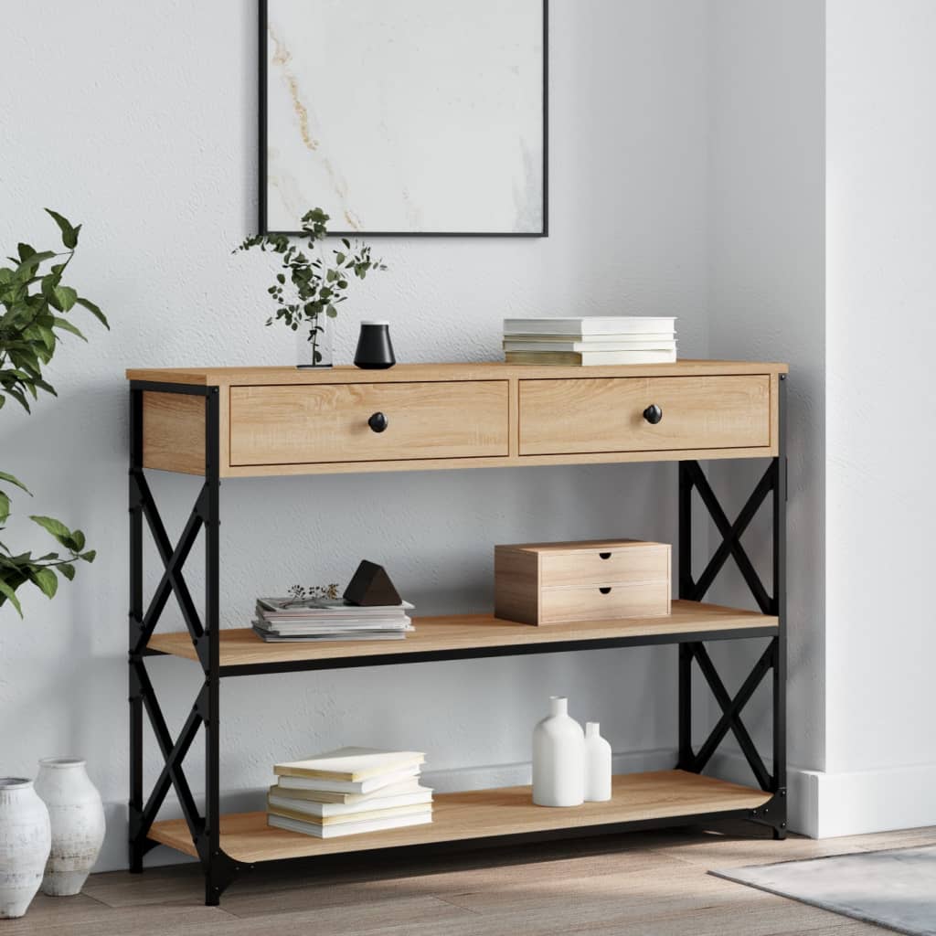 Console Table 75x28x75 cm Engineered Wood Sonoma oak 100 cm