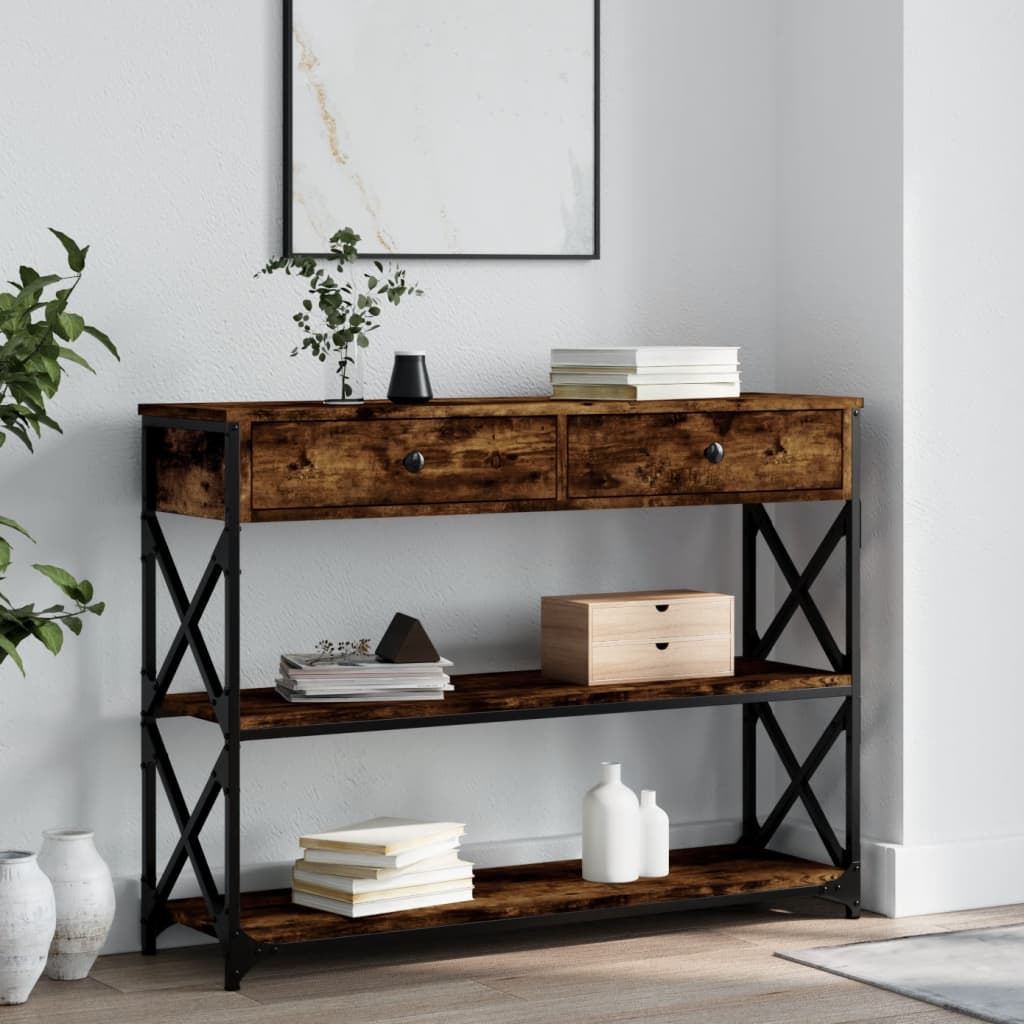 Console Table 75x28x75 cm Engineered Wood Smoked oak 100 cm