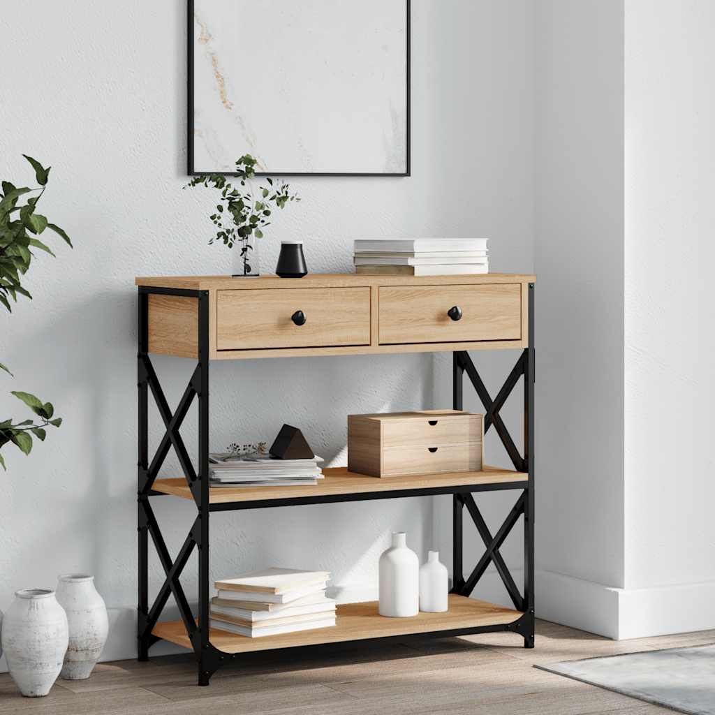 Console Table 75x28x75 cm Engineered Wood Sonoma oak 75 cm