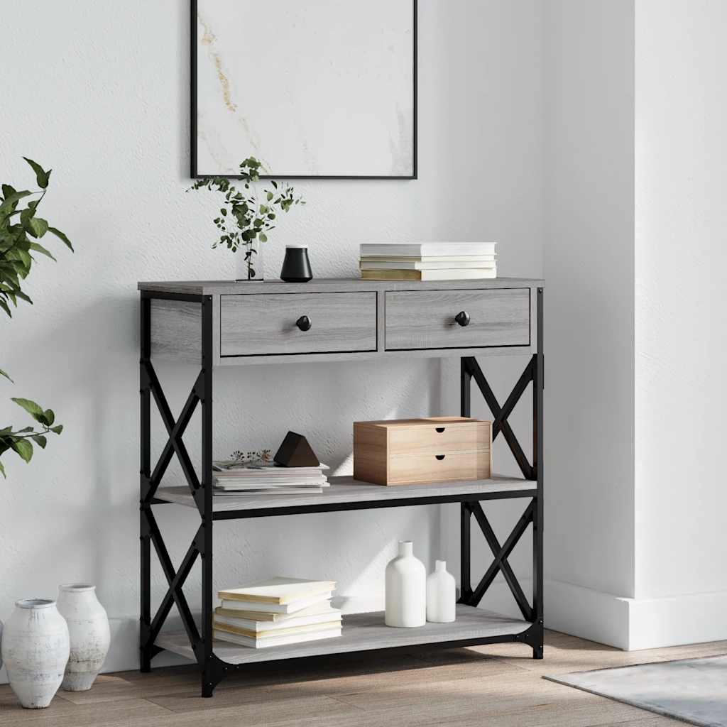Console Table 75x28x75 cm Engineered Wood Grey sonoma 75 cm