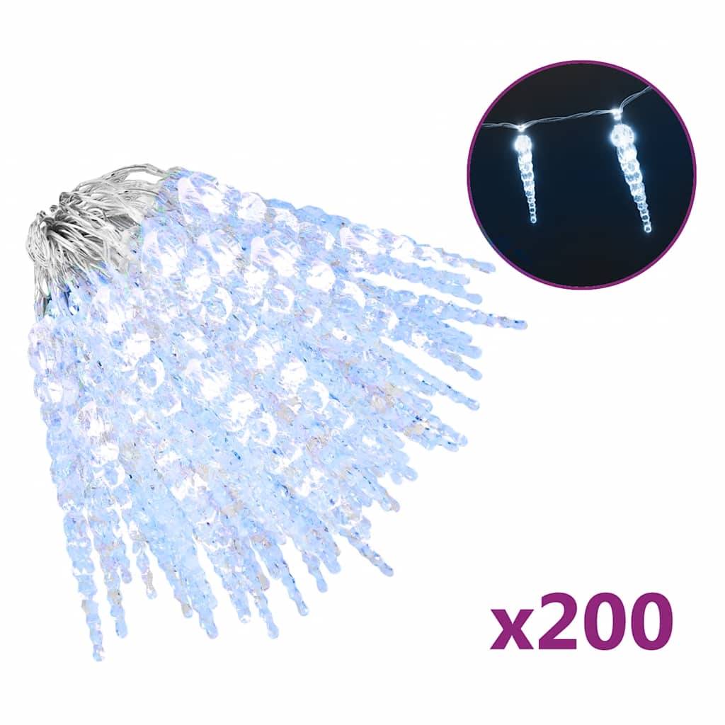 Christmas Icicle Light LEDs 20 m Acrylic PVC Cold white