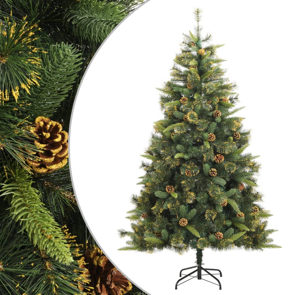 vidaXL Artificial Hinged Christmas Tree with Cones 240 cm 1