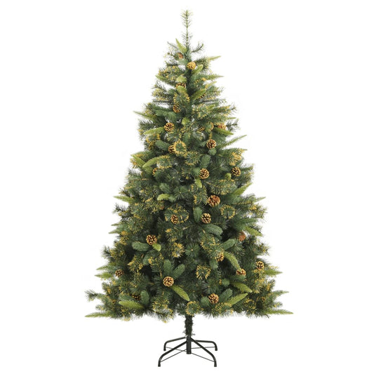 vidaXL Artificial Hinged Christmas Tree with Cones 240 cm 2