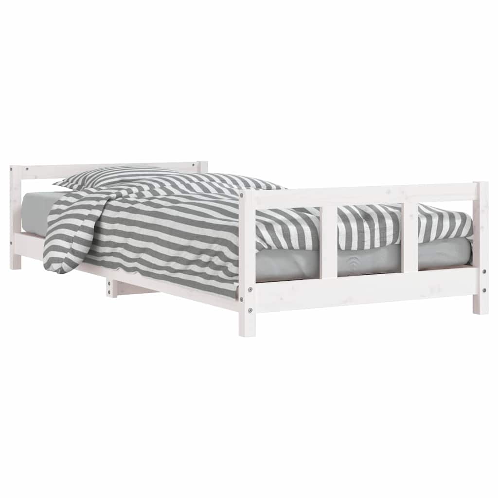 Kids Bed Frame Solid Wood Pine White 90 cm 200 cm
