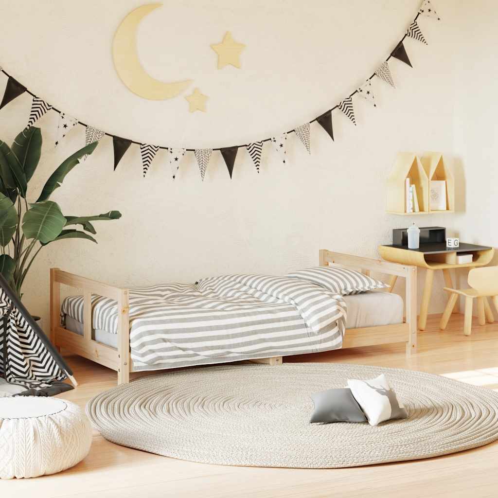 Kids Bed Frame Solid Wood Pine Natural 80 cm 160 cm