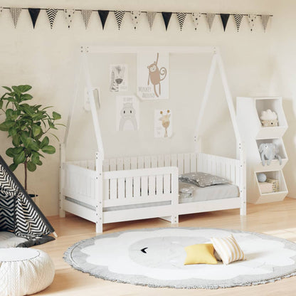 Kids Bed Frame Solid Wood Pine White 70 cm 140 cm