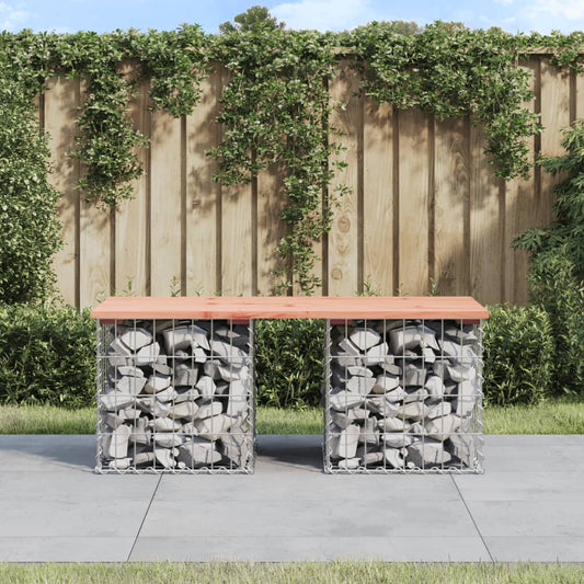 Garden Bench Gabion Design Solid Wood Douglas Natural Douglas 44 cm 103 cm