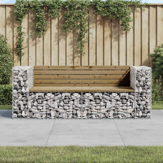 vidaXL Garden Bench Gabion Design 184x71x65.5 cm Impregnated Wood Pine 1