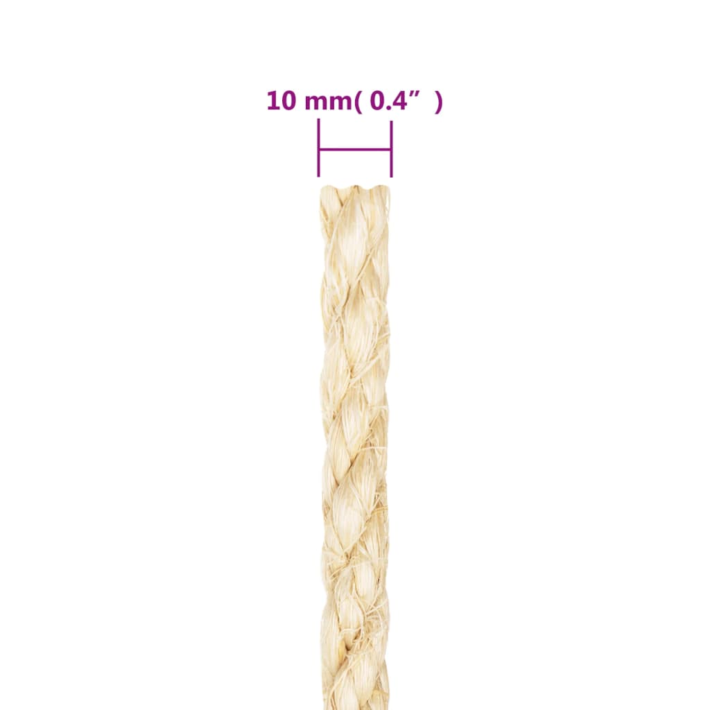 vidaXL Rope 100% Sisal 10 mm 500 m 4