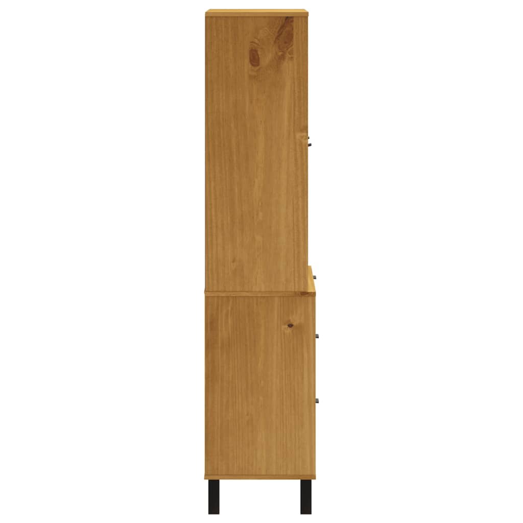 vidaXL Highboard with Glass Doors FLAM 80x40x180 cm Solid Wood Pine 6