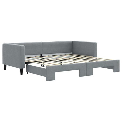Daybed 90x190 cm Fabric Light grey With trundle
