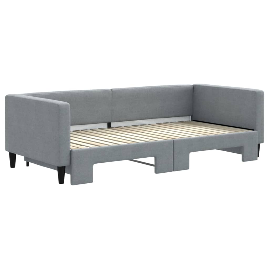 Daybed 90x190 cm Fabric Light grey With trundle