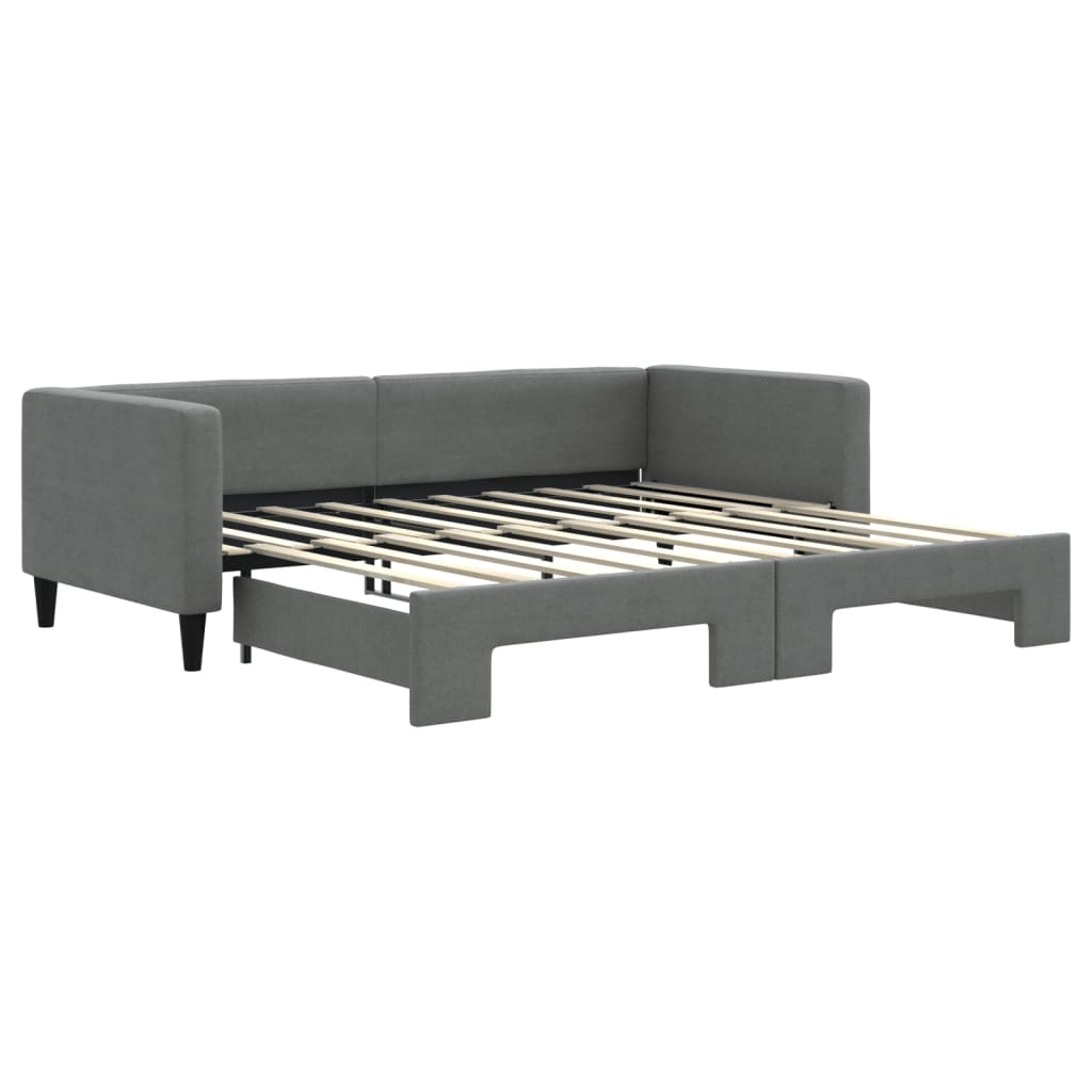 vidaXL Daybed with Trundle without Mattress Dark Grey 90x190 cm 2
