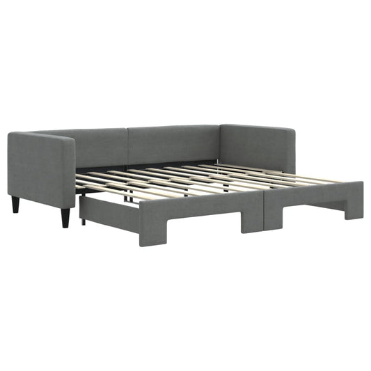 Daybed 90x190 cm Fabric Dark grey With trundle