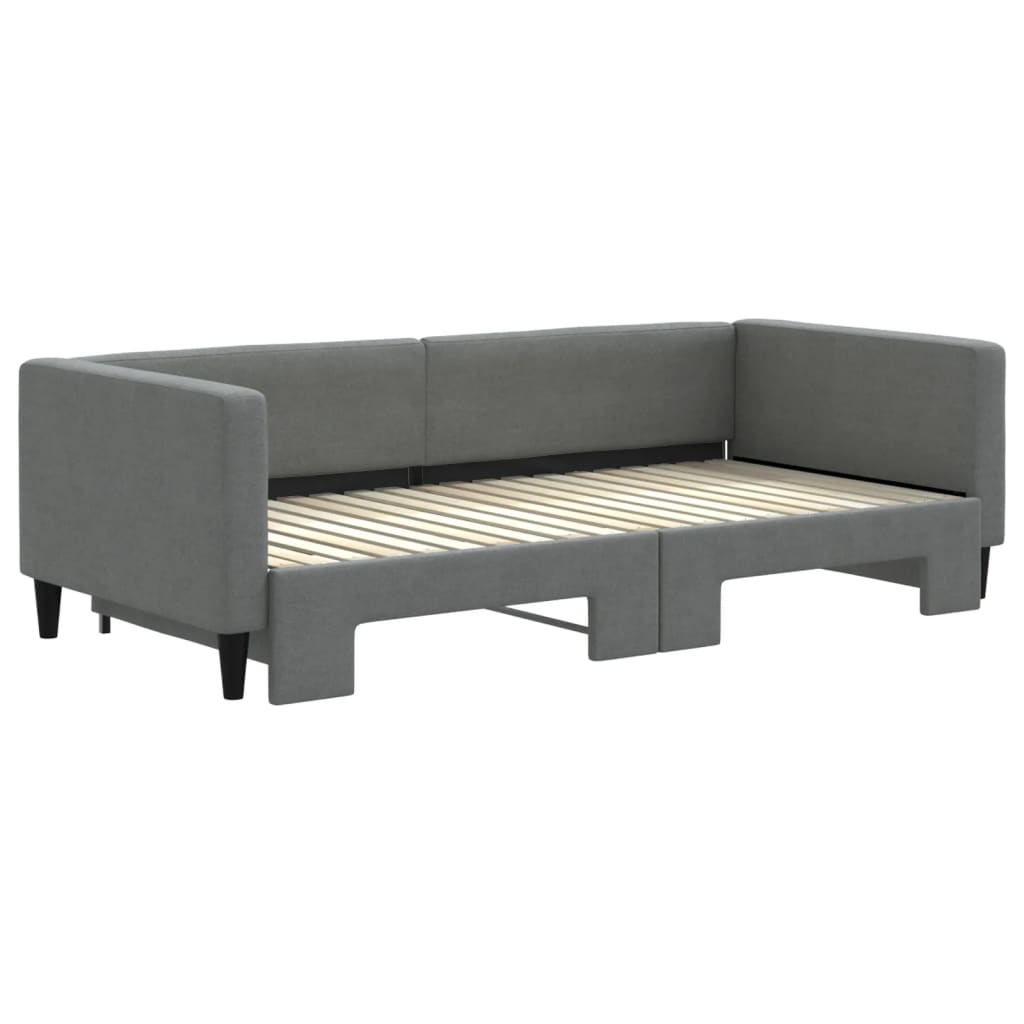 Daybed 90x190 cm Fabric Dark grey With trundle