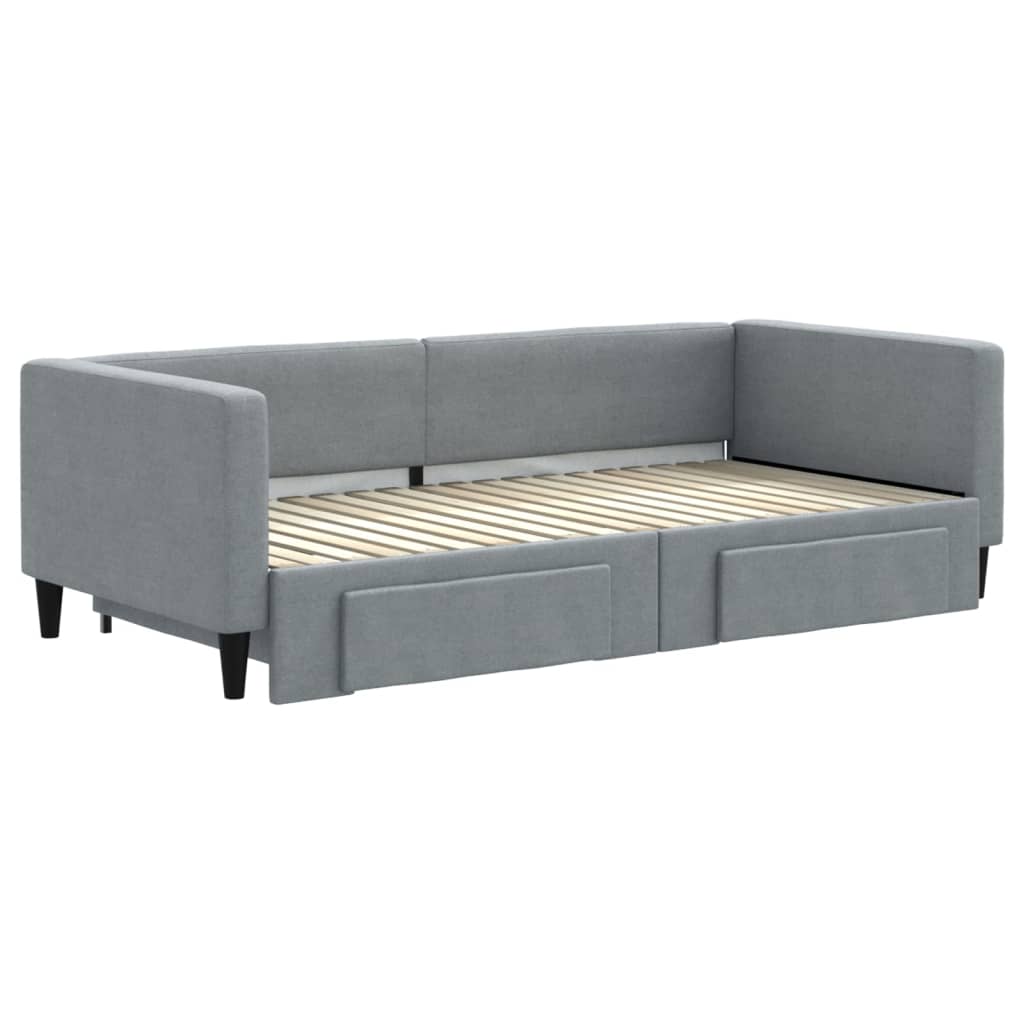 vidaXL Daybed with Trundle&Drawers without Mattress Light Grey 90x190 cm 3