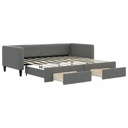 vidaXL Daybed with Trundle&Drawers without Mattress Dark Grey 90x190cm 2