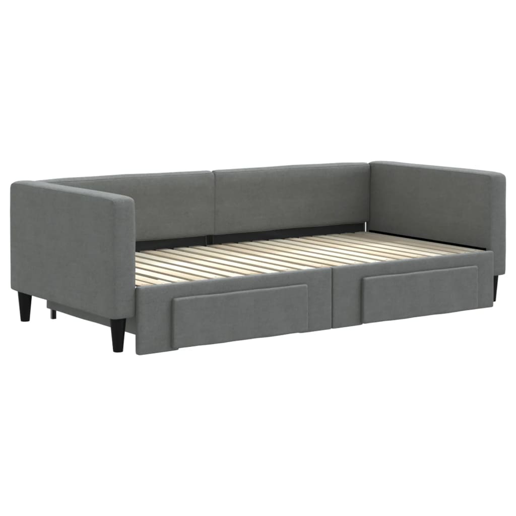 vidaXL Daybed with Trundle&Drawers without Mattress Dark Grey 90x190cm 3