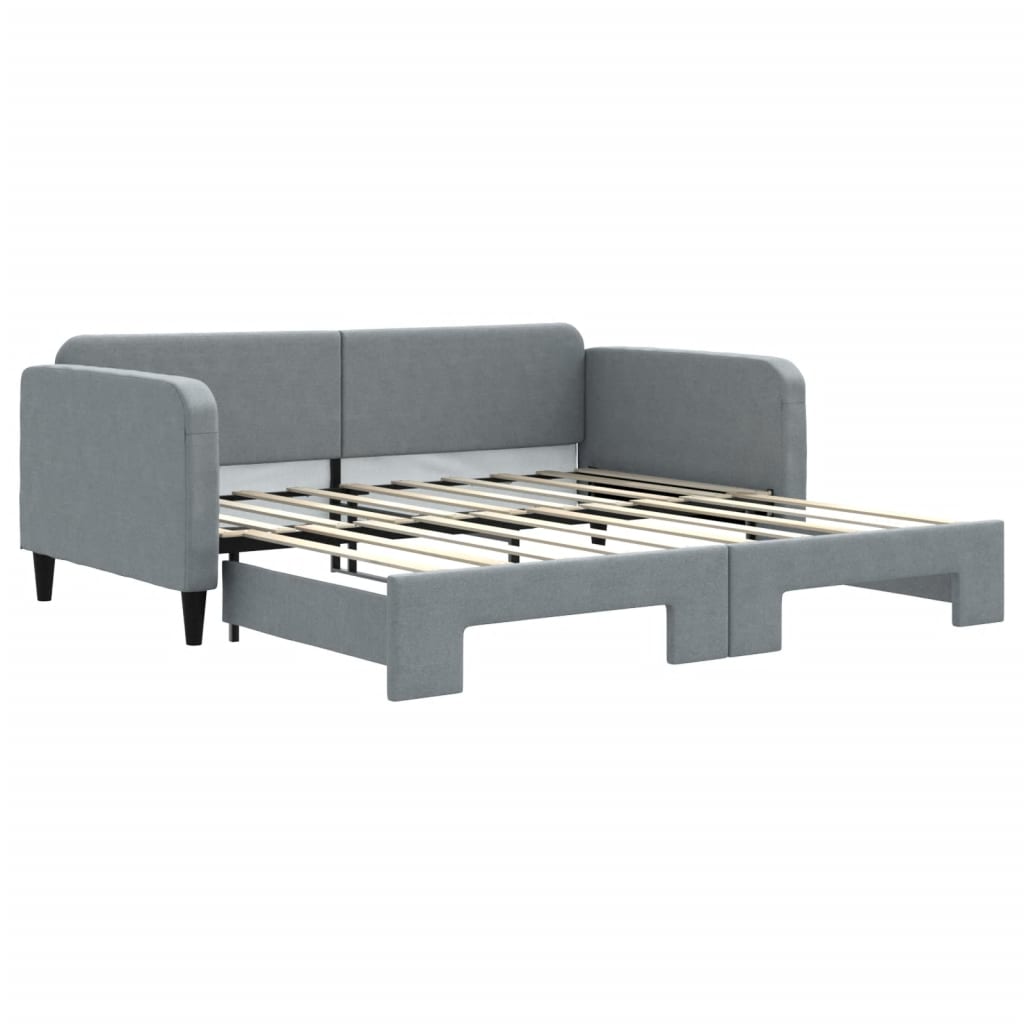 Daybed 90x190 cm Fabric Light grey With trundle