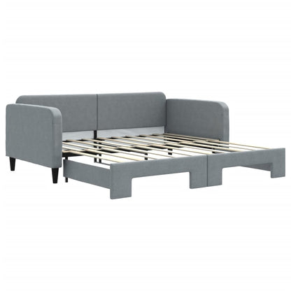 Daybed 90x190 cm Fabric Light grey With trundle