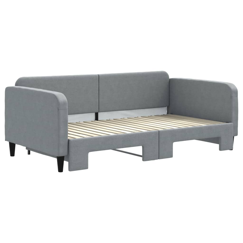 Daybed 90x190 cm Fabric Light grey With trundle