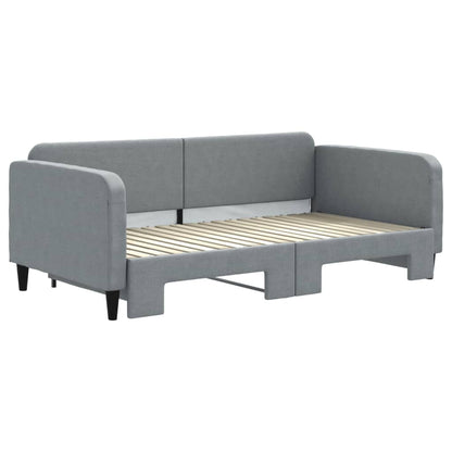 Daybed 90x190 cm Fabric Light grey With trundle
