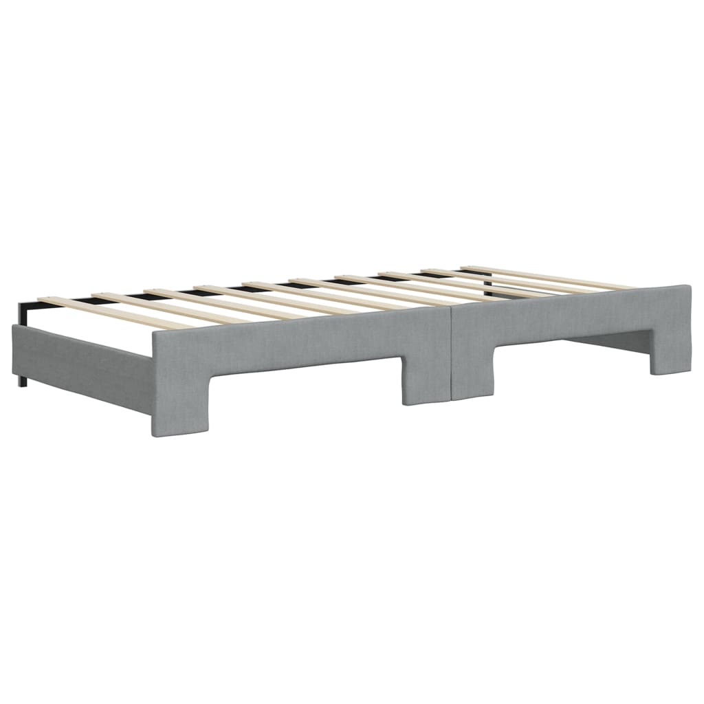 vidaXL Daybed with Trundle without Mattress Light Grey 90x190 cm 6