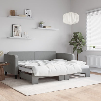 vidaXL Daybed with Trundle without Mattress Light Grey 90x190 cm 1