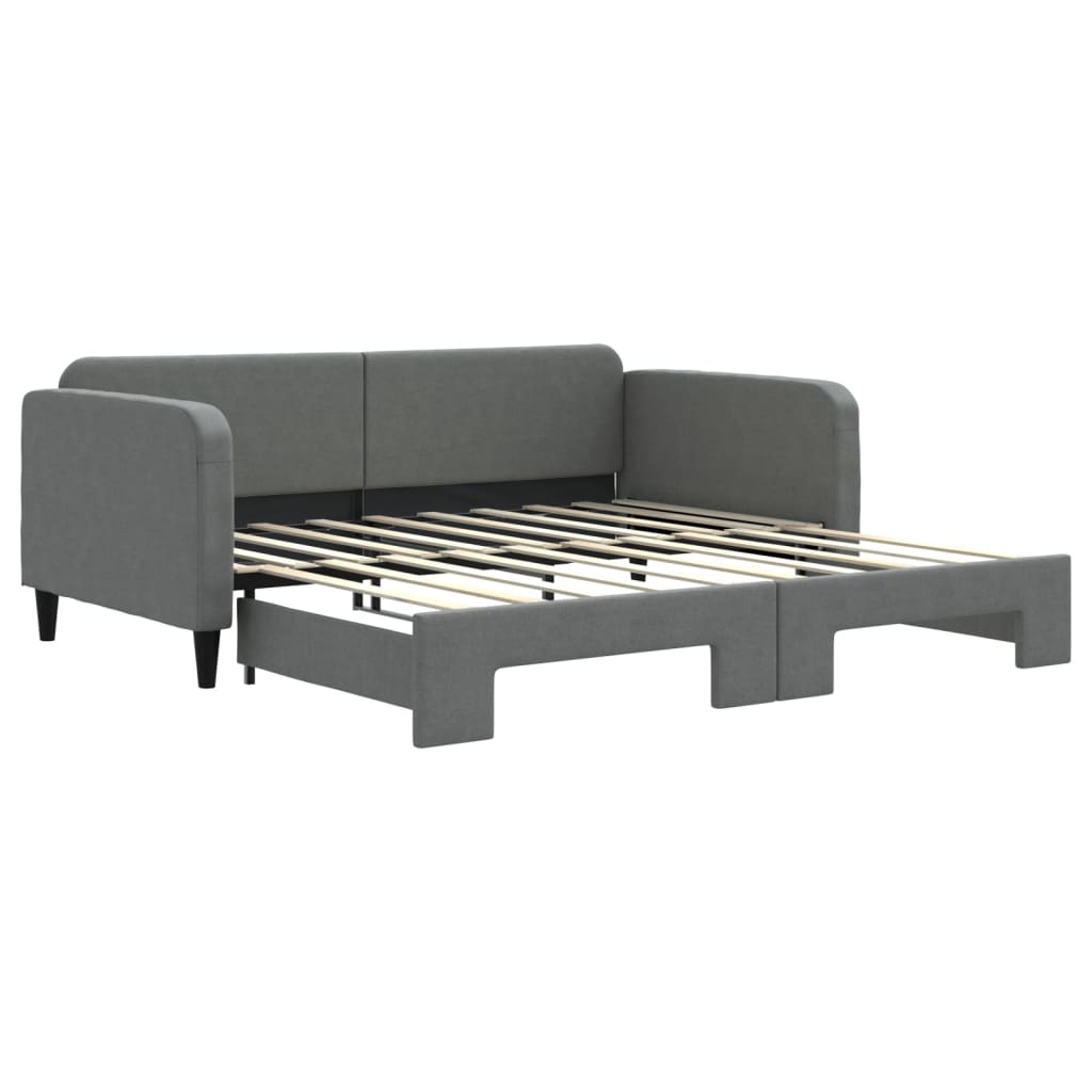 vidaXL Daybed with Trundle without Mattress Dark Grey 90x190 cm 2