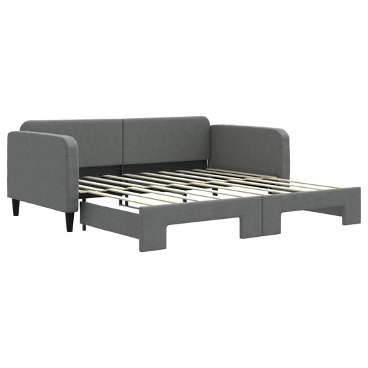 Daybed 90x190 cm Fabric Dark grey With trundle