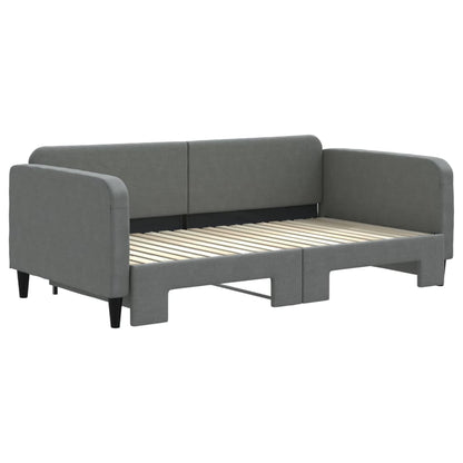 Daybed 90x190 cm Fabric Dark grey With trundle