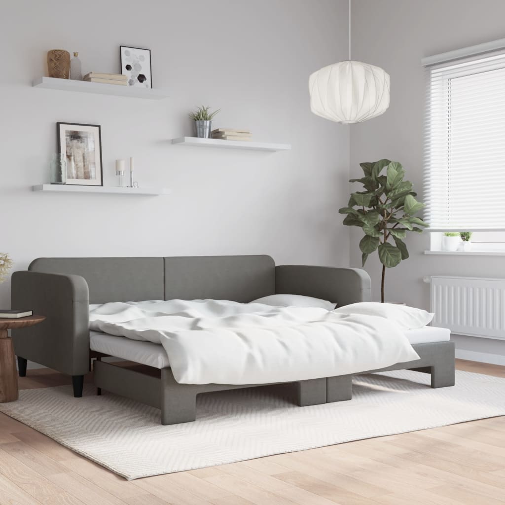 vidaXL Daybed with Trundle without Mattress Dark Grey 90x190 cm 1