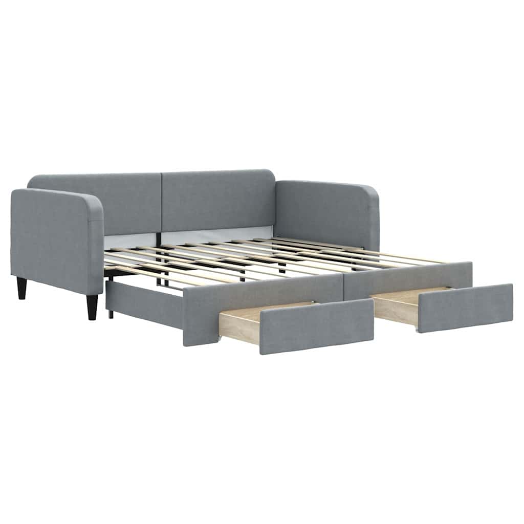 vidaXL Daybed with Trundle&Drawers Light Grey 90x190 cm 2