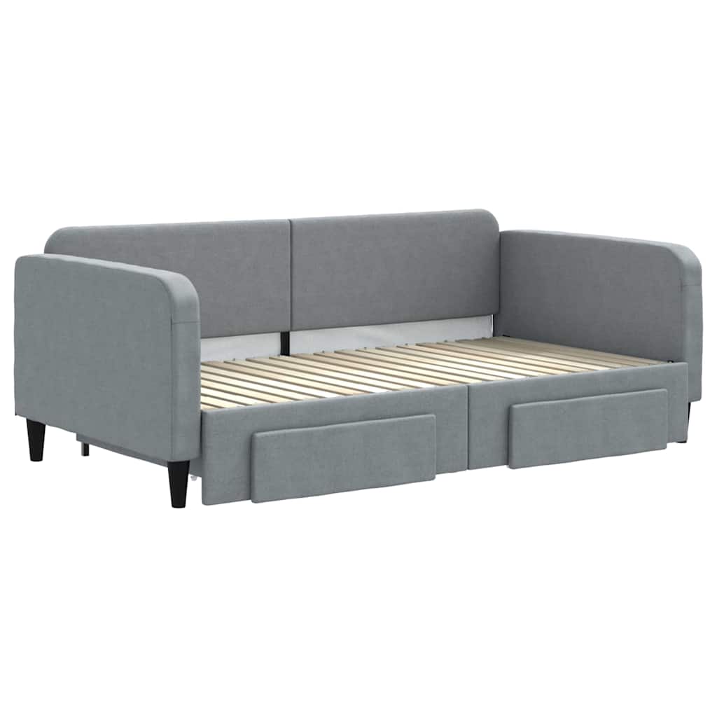 vidaXL Daybed with Trundle&Drawers Light Grey 90x190 cm 3