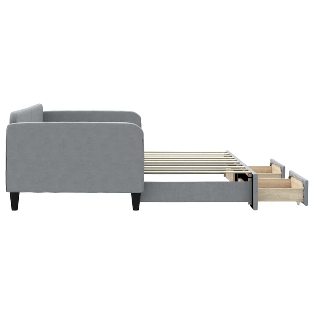 vidaXL Daybed with Trundle&Drawers Light Grey 90x190 cm 4