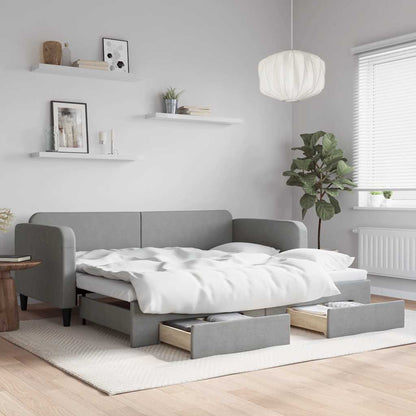 vidaXL Daybed with Trundle&Drawers Light Grey 90x190 cm 1