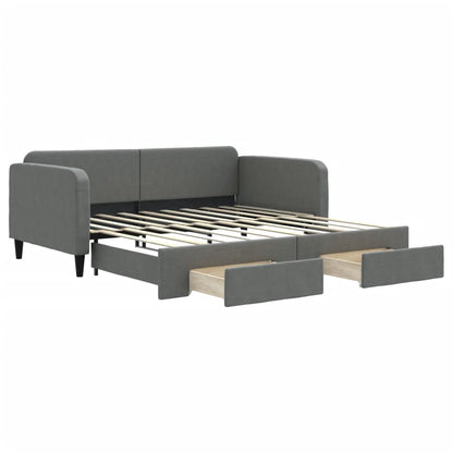 vidaXL Daybed with Trundle&Drawers without Mattress Dark Grey 90x190cm 2
