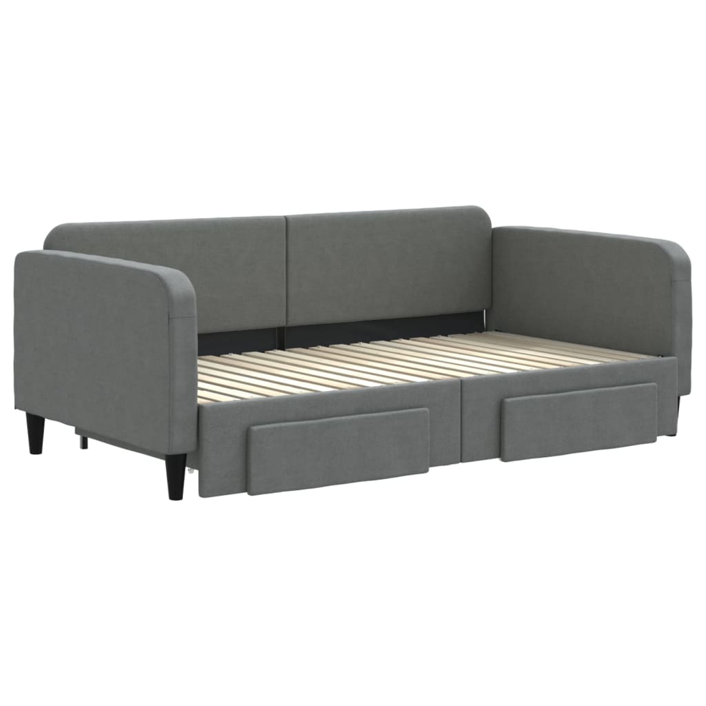 vidaXL Daybed with Trundle&Drawers without Mattress Dark Grey 90x190cm 3