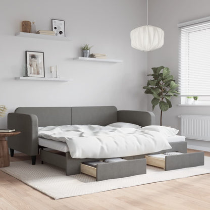 vidaXL Daybed with Trundle&Drawers without Mattress Dark Grey 90x190cm 1
