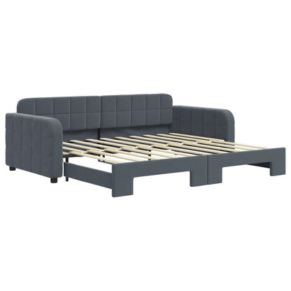 Daybed 90x190 cm Velvet Dark grey With trundle