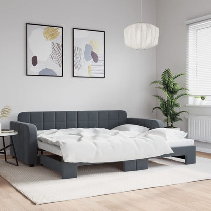 Daybed 90x190 cm Velvet Dark grey With trundle