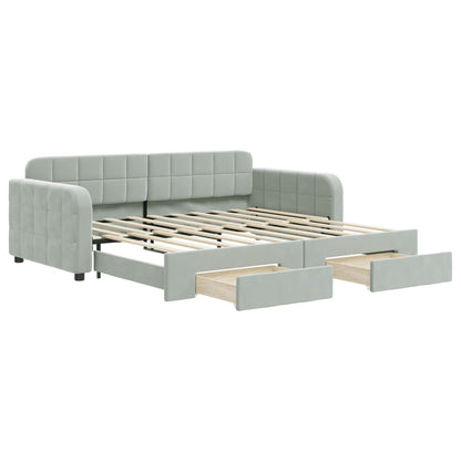 vidaXL Daybed with Trundle&Drawers without Mattress Light Grey 90x190 cm 2
