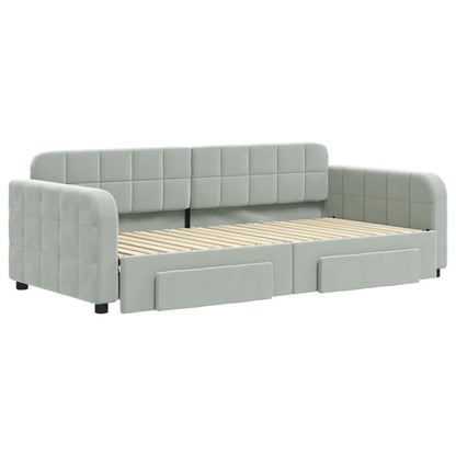 vidaXL Daybed with Trundle&Drawers without Mattress Light Grey 90x190 cm 3