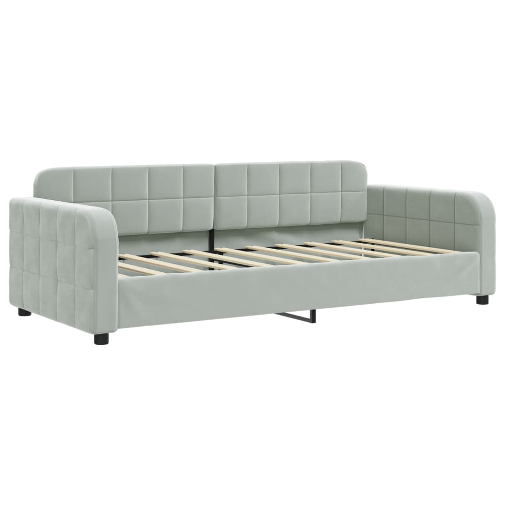 vidaXL Daybed with Trundle&Drawers without Mattress Light Grey 90x190 cm 4