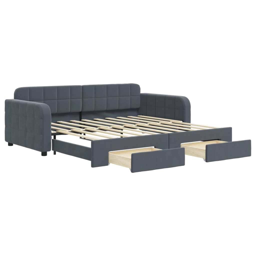 vidaXL Daybed with Trundle&Drawers without Mattress Dark Grey 90x190 cm 2