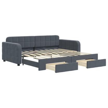 vidaXL Daybed with Trundle&Drawers without Mattress Dark Grey 90x190 cm 2